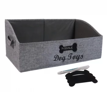 Brabtod Large Dog Toy Basket Collapsible Dog Toy Box Fabric Trapezoid Dog Toy Bin Storage for organizing pet Toys/Blankets/leashes/Rope Toys/Clothing