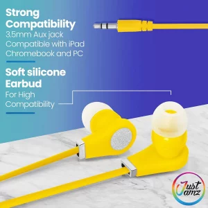 JustJamz Bits 10 Pack Ear Buds Bulk  Earbuds for Kids and School  Multipack with 3.5mm Jack  Cheap Headphones for Classroom, Events, Business and 