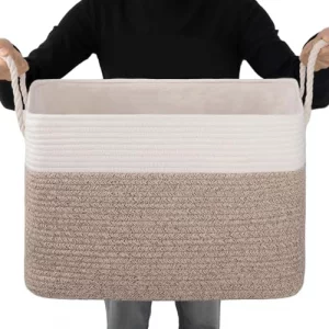 OIAHOMY Storage Basket for Organizing, Blanket Storage With Drawstring, Collapsible Storage Bin With Liner, Basket for Shelves, Blanket Basket Living