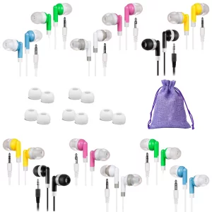 12 Pack Kids Earbuds Wired Ear Buds Classroom corded Headphones Set Learning Earphones with microphone school Student headset Bulk for computer Lapto