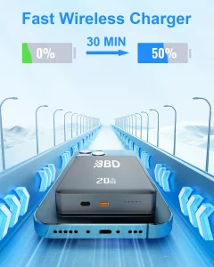 BBD Magnetic Power Bank for iPhone,12000mAh Magsafe Battery Pack with 20w Fast Charging,Slim Magsafe Power Bank USB C in&Out,Wireless Portable Charge