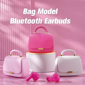 Cute Pink Kids Earbuds Ear Buds Girls Hot Pink Bag Wireless Bluetooth Earbuds for Small Ears Women Kids for School, TWS True Wireless Kids Earbud Ear