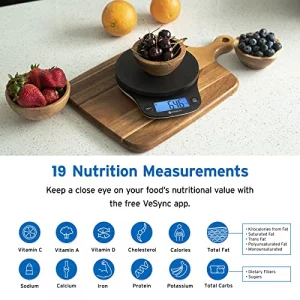 Etekcity Nutrition Smart Food Kitchen Scale, Digital Ounces and Grams for Cooking, Baking, Meal Prep, Dieting, and Weight Loss, 11 Pounds-Bluetooth, 