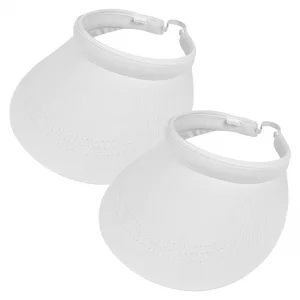 2 Pack Sun Visors Women Wide Brim Men Sports Golf Cap Clip on Summer Hats Adjustable UV Protection Cloth Outdoor Activities (2pcs,White)