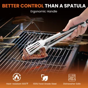 Kitchen Tongs for Cooking,Stainless Steel Spatula Tongs Locking Metal Tongs for Grilling/Barbecue/BBQ,Serving,Buffet,Perfect for Flipping Steak and F