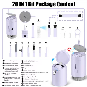 Laptop Phone Screen Cleaner Kit, Computer Keyboard Brush Cleaning Spray for iPhone AirPods Macbook iPad, 20-in-1 Electronic Device Clean Tool For Cam