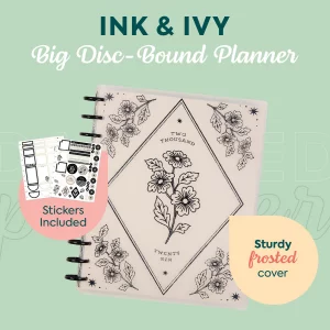 Happy Planner Disc-Bound Planner Jan.Dec. 2026, Includes 3 Extra Months and 2 Sticker Sheets, Big Size, 8.5