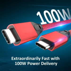 UseBean USB C to USB C Cable 100W 0.6FT(2 Pack), Short USBC 3.2 Gen 2X2 20Gbps 4K@60HZ Video Cable, Type C to C Charger Cord Fast Charge, for iPhone 