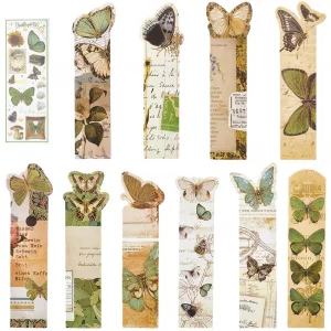 SOFPLATE 11 Styles 22 Sheets Butterfly Book Mark Bulk Nature Bookmark Colorful Rectangle Vintage Rose Flower Exquisite Pattern Aesthetic Bookmarks Pa