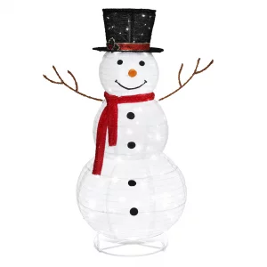 VINGLI Snowman Outdoor Christmas Decorations with 90 LED Lights, Lighted Snowman with Top Hat Holiday Ornaments Yard Decor for Home, Lawn and Front Y