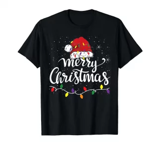 Merry Christmas Lights Red Santa Hat Xmas Family Men Women T-Shirt