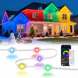 LUMLLSAJI Permanent Outdoor Lights, 100FT RGB Christmas Lights with 50 LED, App/Remote Control, 33 Scene Modes, 216 Lighting Modes, 16 Million DIY Co