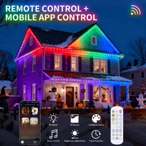 LUMLLSAJI Permanent Outdoor Lights, 100FT RGB Christmas Lights with 50 LED, App/Remote Control, 33 Scene Modes, 216 Lighting Modes, 16 Million DIY Co