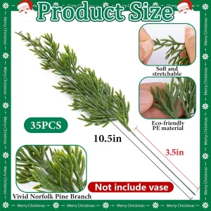 Watayo 45 Pcs Christmas Artificial Pine Branches with Red Berry Stems, 10.5