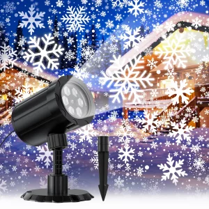 Christmas Projector Lights Outdoor, GUSODOR Dynamic Snowflake Projector IP65 Waterproof Snow Projection Lights for Indoor Outdoor Christmas Decoratio