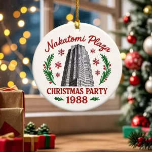Nakatomi Plaza Christmas Ornament - Ceramic Hanging Decoration, Pop Culture, Christmas Tree Decor for Movie Fans, Friends & Family