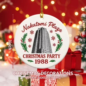 Nakatomi Plaza Christmas Ornament - Ceramic Hanging Decoration, Pop Culture, Christmas Tree Decor for Movie Fans, Friends & Family