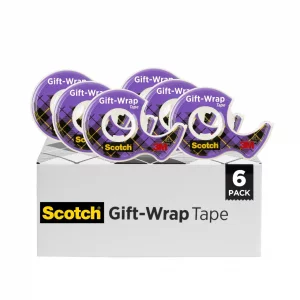 Scotch Gift Wrap Tape, Invisible, Holiday Gift Wrapping Supplies for Christmas Presents and Gift Bags, 0.75 in. x 650 in., 6 Tape Rolls with Dispense