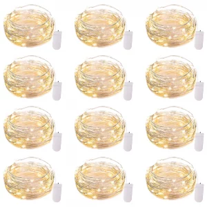 Brightown 12 Pack LED Fairy Lights Battery Operated String Lights - 7ft 20LED Waterproof Silver Wire Firefly Starry Moon Lights for DIY Crafts Weddin