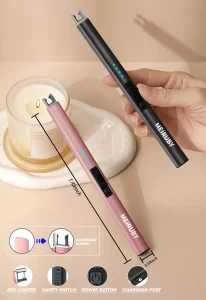 MEIRUBY Electric Candle Lighter, Christmas Stocking Stuffers Gifts for Women Mom Men Wife Sister, USB Arc Rechargeable Windproof Long Lighter for Can