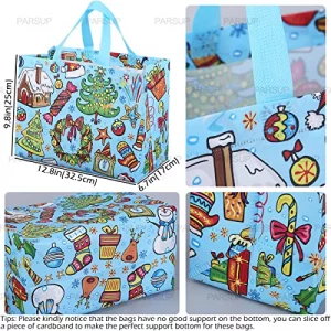PARSUP 8PCS Christmas Gift Bags, Non-Woven Tote Treat Christmas Bags with Handles for Gifts Wrapping Shopping, Xmas Party Supplies, 12.8