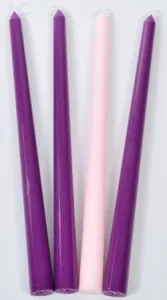 Christmas Advent Candle Set (Set of 4) - Made in The U.S.A. - 10 Inch Wax Taper Candles - 3 Purples Candles & 1 Pink Candle