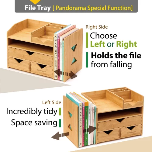 Pandorama Bamboo Desk Organizer with Adjustable File & Book Holder ...