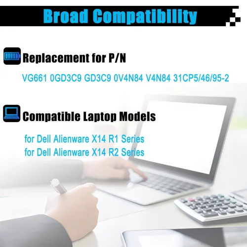 AOMKA VG661 Laptop Battery Replacement for Dell Alienware X14 R1 ...