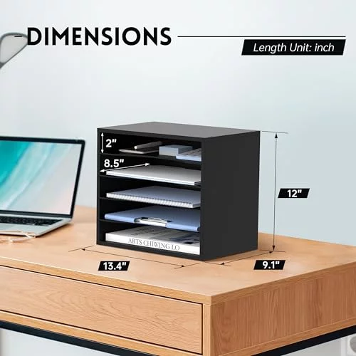 SUPEASY Wood Desk Organizer, 5 Tier Paper File Organizer for Desk ...