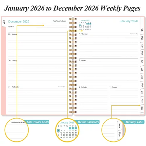 2026 Planner - Weekly and Monthly Calendar Planner from Jan 2026 - Dec ...