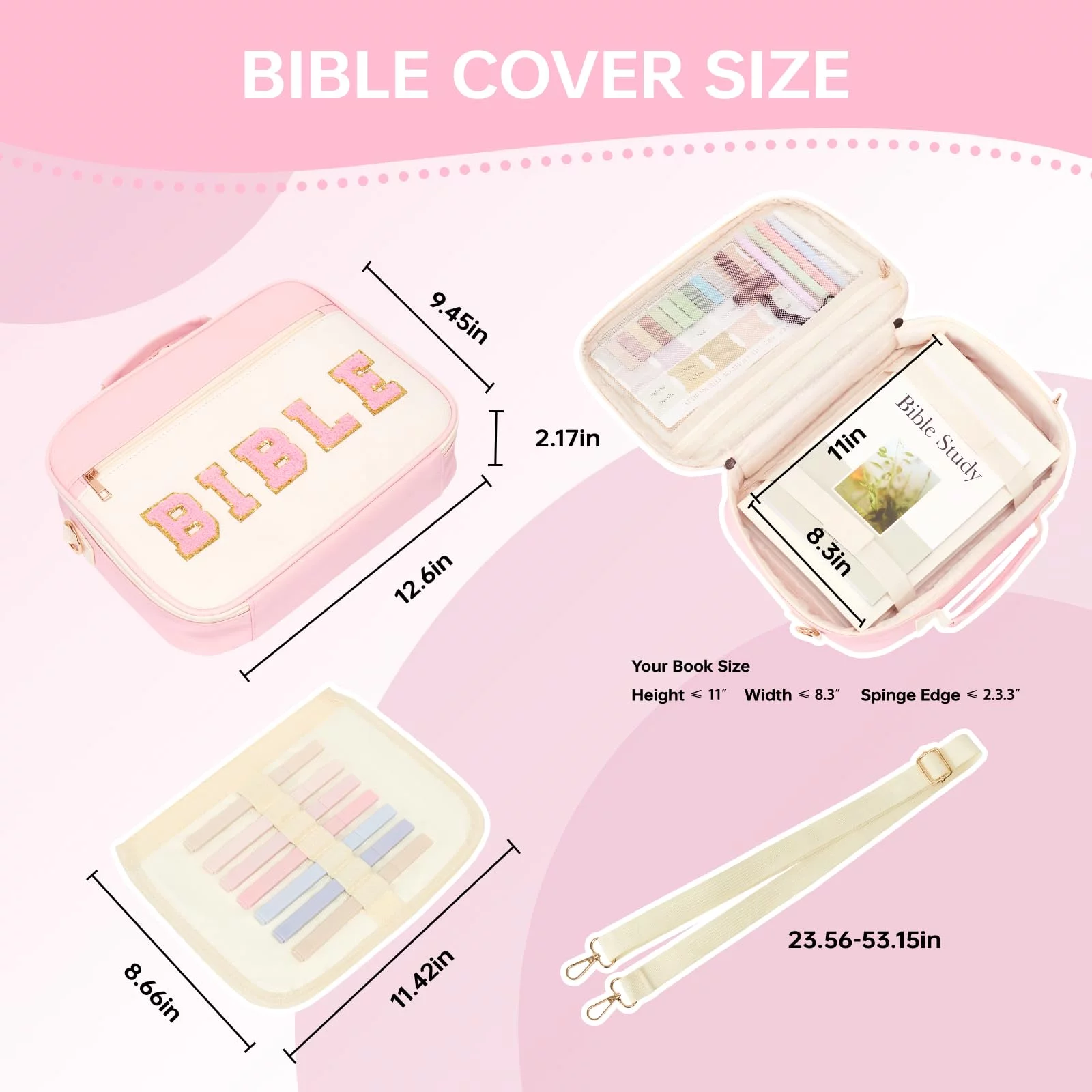 Bible Cover Case for Women Bible Study Supplies Large Preppy Chenille Pink  Leather Bible Carrying Tote Bag Letter Bible Case Christmas Christian Gift  - Imported Products from USA - iBhejo