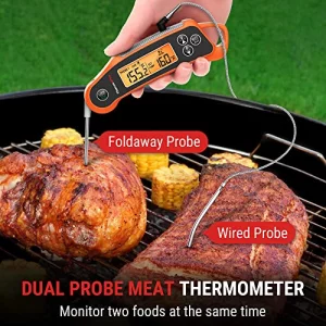 ThermoPro TP710 Instant Read Meat Thermometer Digital for Cooking, 2-in-1 Waterproof Kitchen Food Thermometer with Dual Probes and Dual Temperature D