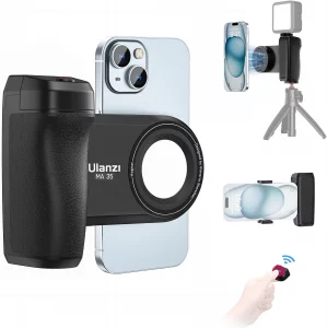 ULANZI Selfie Phone Tripod Mount MA35, 2-in-1 Magnetic & Phone Clip Camera Grip Handle Holder with Detachable Remote Shutter with Cold Shoe Adapter f