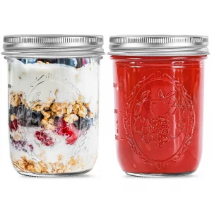 Miuyhji Wide Mouth Mason Jars 16 oz with Lids [2 Pack], Canning Jars with Metal Airtight Lids and Bands, 16 oz Glass Jars for Fermenting, Pickling, F