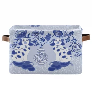 pnyoin 2PCS Foldable Open Storage Bins With Handles Rectangular Baskets Cube for Office Nursery Toys Bedroom Home Organizer