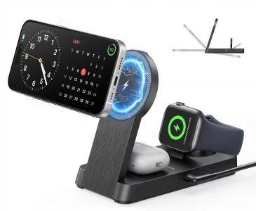3 in 1 Magnetic Wireless for iPhone Charging Station: Foldable Portable Charger for iPhone 17-12 Pro Max & Apple Watch & AirPods, for Apple Multiple 