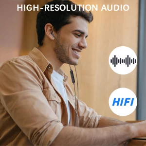 3.5mm Headphones Wired Earbuds with Microphone Noise Cancelling Earphone HiFi Stereo Clear Call Volume Control Semi in-Ear Ear Buds for Samsung A14 S