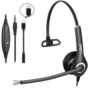 Callez Wired Computer Headset, 3.5mm/USB-C Headset with Mic Noise Cancelling, Cell Phone Headphone for PC Laptop Mac iPhone Samsung Zoom Teams Call C