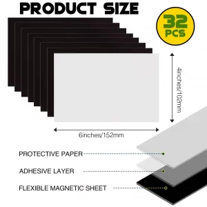 Magnetic Sheets with Adhesive Backing for 4x6 Pictures(Pack of 32),Adhesive Photo Magnets for Home/Classroom/Office,Magnets for Refrigerator