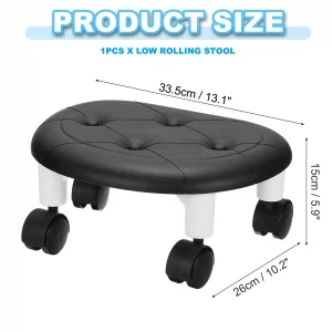 PATIKIL Low Rolling Stool with 360Swivel Wheels for Cleaning Kitchen Floor Lower Cabinets Baseboards, Packing and Playing Drawing, Black