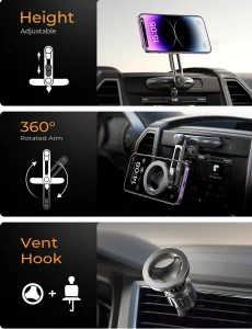 LISEN for MagSafe CD Phone Holder for Car Mount [Angle Adjustable] Magnetic Phone Holder for iPhone Magsafe Car Mount CD Slot Hands Free CD Player Ph