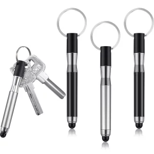 Outus 4 Pieces Mini Stylus Pen with Keyring Loop 3-in-1 Accessory Bullet Capacitive Keychain Stylus Tablet Pen Touchscreen Pen