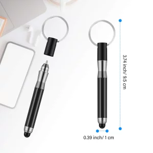 Outus 4 Pieces Mini Stylus Pen with Keyring Loop 3-in-1 Accessory Bullet Capacitive Keychain Stylus Tablet Pen Touchscreen Pen