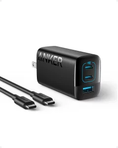 Anker 67W USB C Charger, 3 Port PIQ 3.0 Compact and Foldable Fast Charger for MacBook Pro, iPad, Galaxy, iPhone 17 Series and More (5FT USB-C Cable I