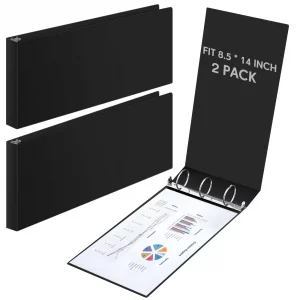 Humyoun 2 Pcs 8.5'' x 14'' Landscape 3 Ring Legal Size Binders 2 Inch Round Ring Binders Heavy Duty Economy Holds 8.5 '' x 14'' Paper for Artwork Blu