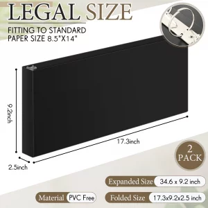 Humyoun 2 Pcs 8.5'' x 14'' Landscape 3 Ring Legal Size Binders 2 Inch Round Ring Binders Heavy Duty Economy Holds 8.5 '' x 14'' Paper for Artwork Blu