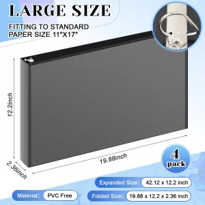 Humyoun 4 Pcs 11 x 17 Inch View Binders 1 Inch 3 Rings Slant Heavy Duty View D Ring Binders Economy Holds 11