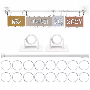 Briwooody 16-29 Inches Adjustable Calendar Holder Set Anchor Chart Date Cards Holder Flip Calendar Chart Rod for Classroom Whiteboard Crafts Home Dec