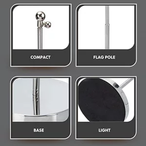 Cabilock Wear-resistant Telescopic Flag Pole with Flag Base Household Flag Holder for Office Desk and Garden Use Durable Flag Stand Accessory for Dis