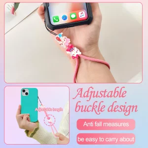 Ezelisy Phone Charm Wrist Strap - 4Pcs Adjustable Nylon Wristlet Lanyards with Cute Cartoons - for iPhone Cases Cameras Keychain